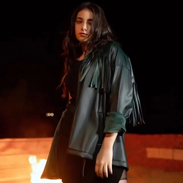 Green Leather Fringe Jacket