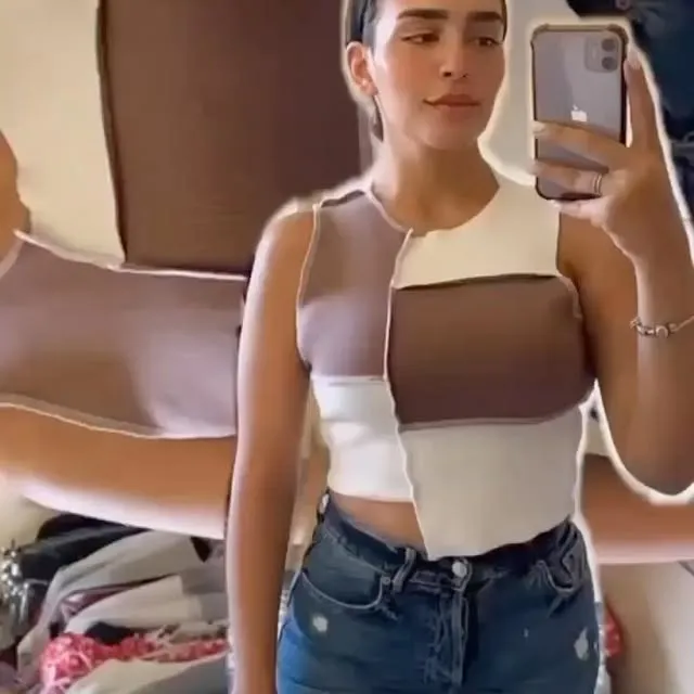 Color Block Crop Top