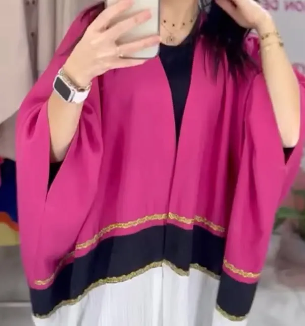 Product Fuchsia & Black Poncho Cape Image